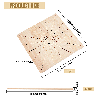 CHGCRAFT Square Wood Crochet Blocking Board DIY-CA0005-27B-1