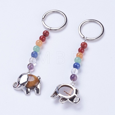 Natural Tiger Eye Chakra Keychain KEYC-P040-E05-1