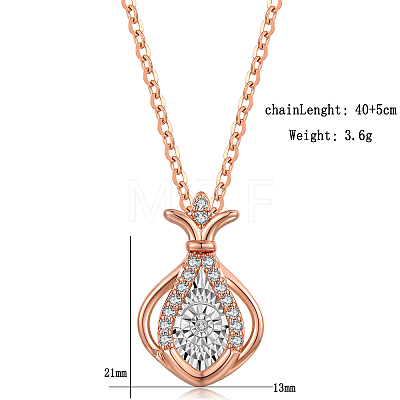 Elegant Water Drop Crown Pendant Necklace with Zircon and Moissanite DU3088-1