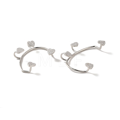 Clear Cubic Zirconia Heart Cuff Earrings EJEW-K093-26P-1