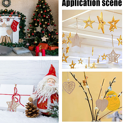 Gorgecraft 2 Sets 2 Style Christmas Theme Wood Pendants Decoration HJEW-GF0001-39B-1