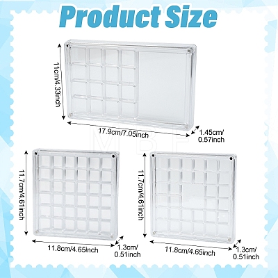 3Pcs 3 Styles Transparent Acrylic Grided Storage Boxes with Magnetic Lid for Loose Shell Beads CON-YW0001-99-1