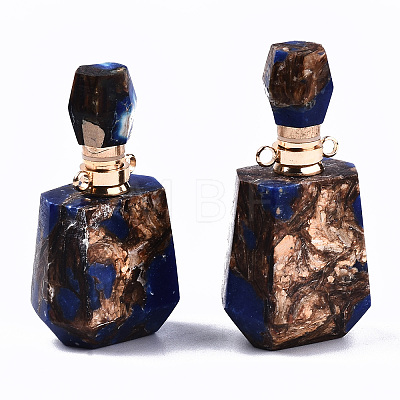 Assembled Synthetic Bronzite and Lapis Lazuli Openable Perfume Bottle Pendants X-G-S366-059A-1