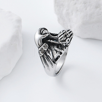 Vintage Punk 304 Stainless Steel Finger Rings YJ4863-2-1