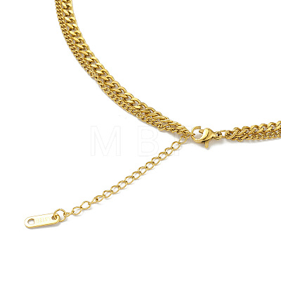 Ion Plating(IP) 304 Stainless Steel Curb Chains Double Layer Necklaces NJEW-M199-14G-1