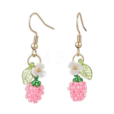 Handmade Glass Seed Beads Apple Dangle Earrings EJEW-MZ00575-02-1