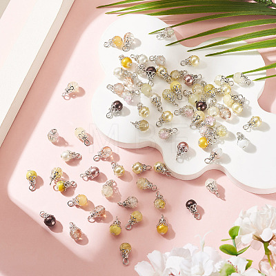 100Pcs Mixed Styles Glass Pendants PALLOY-TADJ00008-1