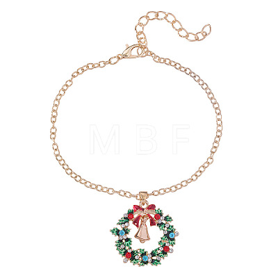 Christmas Wreath & Christmas Bell Alloy Charm Bracelets WG06691-01-1