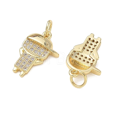Brass Micro Pave Clear Cubic Zirconia Pendants CU-CBA9AFC-01G-33-1