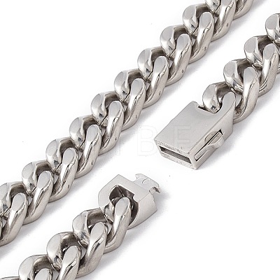 Non-Tarnish 304 Stainless Steel Curb Chains Necklace for Women NJEW-E155-08P-01-1