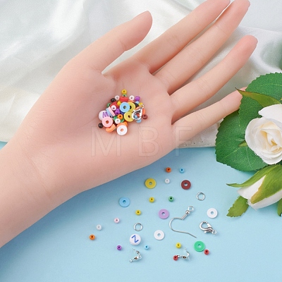 DIY Letter and Heishi Beaded Earring Bracelet Making Kit DIY-YW0005-61-1