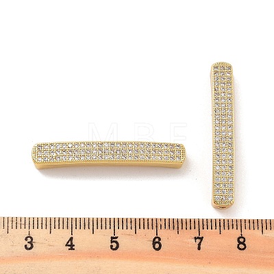 Rack Plating Brass Micro Pave Clear Cubic Zirconia Beads KK-C063-21G-1