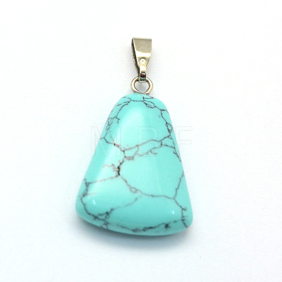 Trapezoid Dyed Synthetic Turquoise Pendants G-Q359-02-1