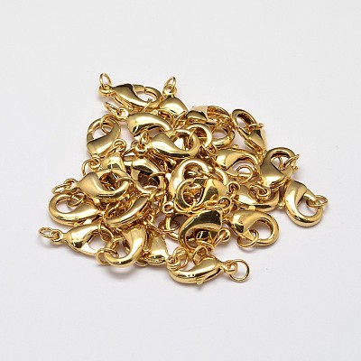 Rack Plating and Vacuum Plating Brass Lobster Claw Clasps for Jewelry Necklace Bracelet Making KK-I599-15mm-G-RS-1