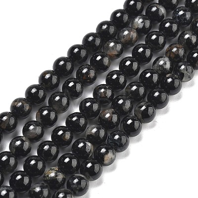 Natural Black Tourmaline Beads Strands G-Q031-A01-6mm-1