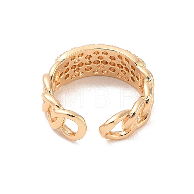 Brass Micro Pave Cubic Zirconia Open Cuff Rings RJEW-R146-03KCG-1