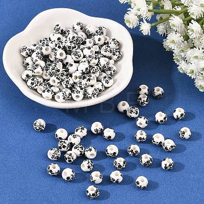 Handmade Printed Porcelain Beads X1-PORC-Q201-6mm-5-1