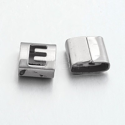 Tarnish Resistant Letter Style 201 Stainless Steel Square Slide Charms STAS-L132-25-1