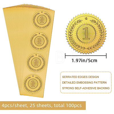 Self Adhesive Gold Foil Embossed Stickers DIY-WH0211-397-1