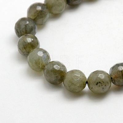 Natural Gemstone Labradorite Faceted Round Bead Strands G-O021-6mm-01-1