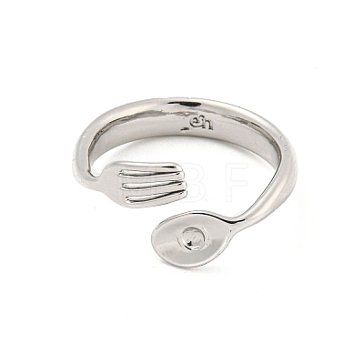 Spoon & Fork Brass Open Cuff Rings RJEW-G309-49P-1