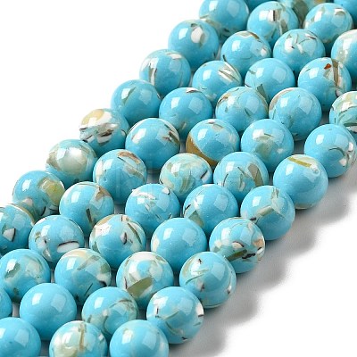 Synthetic Turquoise and Sea Shell Assembled Beads Strands G-D482-01A-07-1