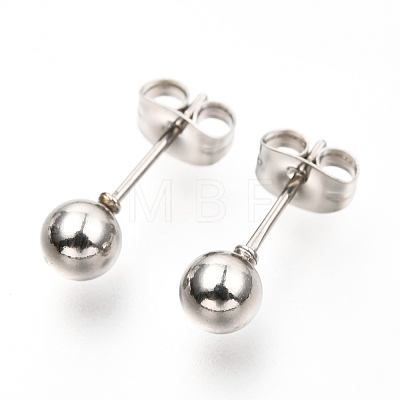 304 Stainless Steel Ball Stud Earrings EJEW-C501-10C-1