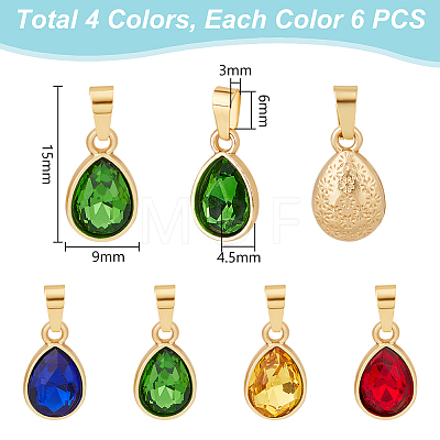 Unicraftale 24Pcs 4 Color Faceted Glass Pendant PALLOY-UN0001-19-1