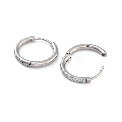 316 Surgical Stainless Steel Pave Clear Cubic Zirconia Hoop Earrings Women EJEW-A109-01C-P-1