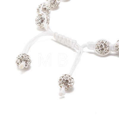 Sparkling Ball Rhinestone Braided Bead Bracelet for Women BJEW-JB07703-03-1