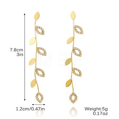 Cubic Zirconia Chains Tassel Earrings EJEW-P236-05G-1