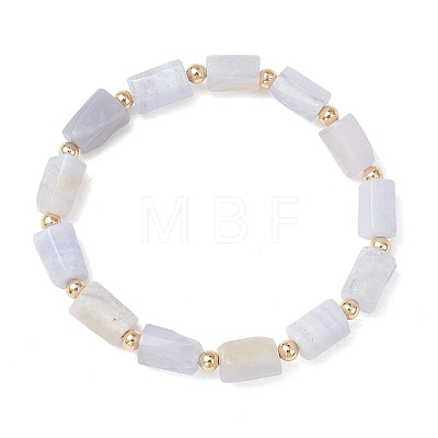 Natural Blue Lace Agate Beaded Stretch Bracelets for Women BJEW-JB13686-1