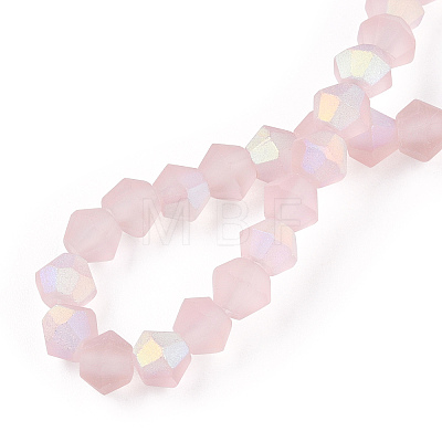 Imitate Austrian Crystal Bicone Frosted Glass Beads Strands EGLA-A039-T4mm-MB26-1