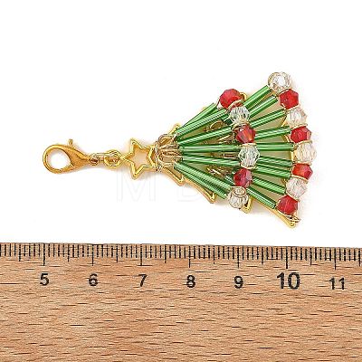 Christmas Tree Glass Beads Pendant Decorations HJEW-JM05045-1