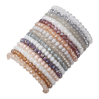 15Pcs Electroplate Glass Beaded Bracelets BJEW-JB13022-1
