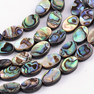 Natural Abalone Shell/Paua Shell Beads Strands SSHEL-G003-8-6x10mm-1
