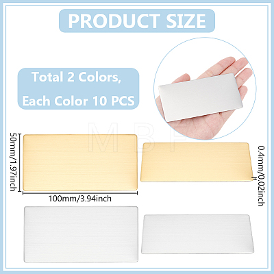 20Pcs 2 Colors Self-adhesive 201 Stainless Steel Type Business Cards AJEW-UN0002-30A-1