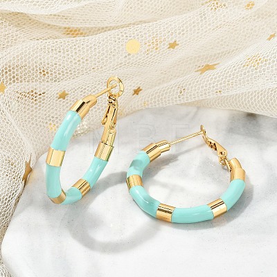 PVD Vacuum Plating 201 Stainless Steel Enamel Hoop Earrings for Women EJEW-B016-33F-1