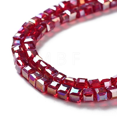 Electroplate Glass Beads Strands X-EGLA-R030-4x4mm-04-1