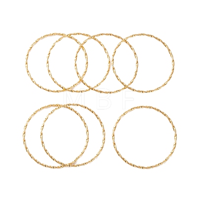 7Pcs Vacuum Plating 304 Stainless Steel Textured Ring Bangles Set for Women BJEW-A011-13B-G-1