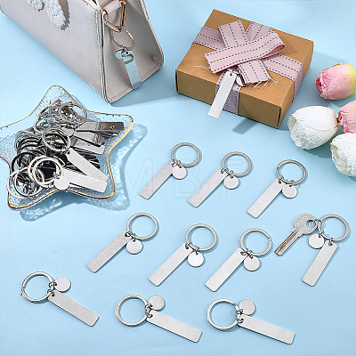 201 Stainless Steel Blank Pendant Keychains KEYC-WH0029-141-1