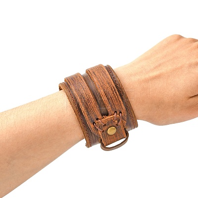 Leather Wrap Snap Bracelets BJEW-FF0007-027B-1