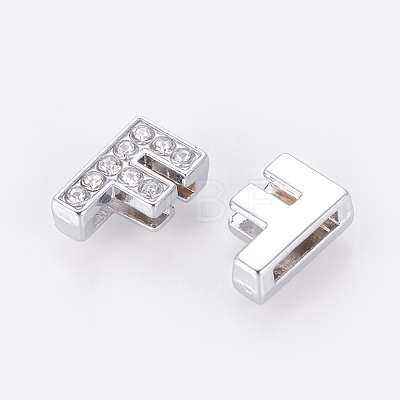 Alloy Initial Slide Charms with Grade A Rhinestones ALRI-R032-F-FF-1