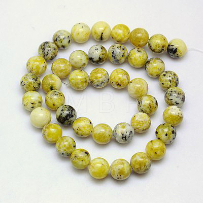 Natural Yellow Turquoise(Jasper) Beads Strands GSR10mmC007-1