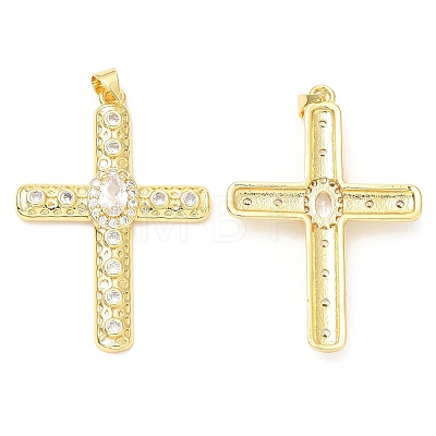 Rack Plating Brass Micro Pave Cubic Zirconia Pendants KK-A185-28G-1