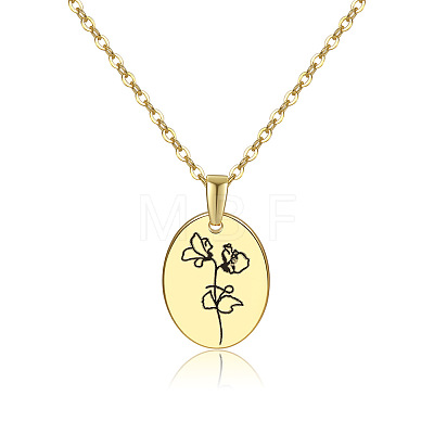 Brass Birth Month Flower Pendant Necklace HUDU-PW0001-034D-1-1