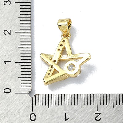 Rack Plating Real 18K Gold Plated Brass Micro Pave Cubic Zirconia Pendants KK-B084-10G-1