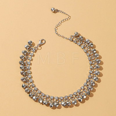 Alloy Crystal Rhinestone Bell Charm Tassel Anklets for Women WG95FC9-02-1