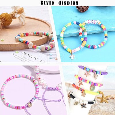 Flat Round Handmade Polymer Clay Beads CLAY-R067-8.0mm-21-1