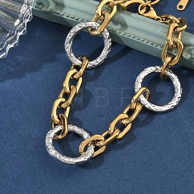 Two Tone 304 Stainless Steel Link Bracelets BJEW-P396-01C-A-1